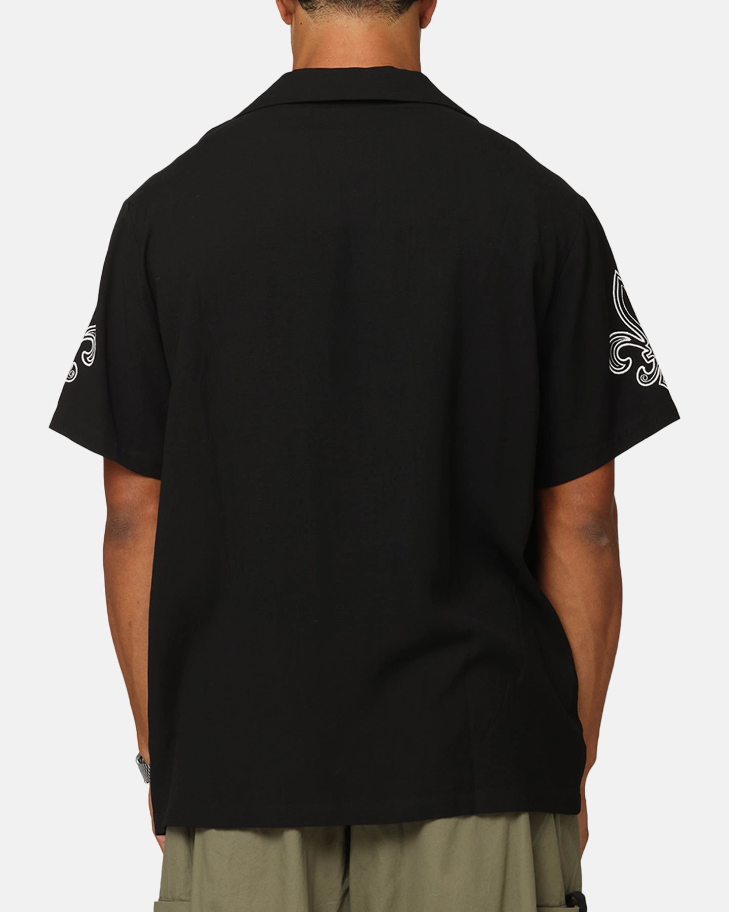 XXIII Fleur Linen Button Up Shirt Black ReinforcedShoulders