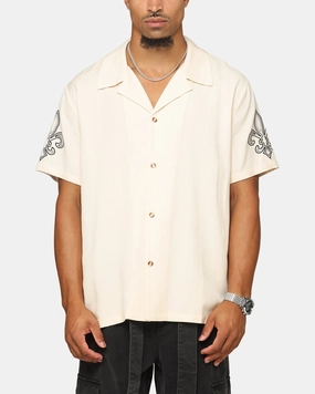 XXIII Fleur Linen Button Up Shirt Off White AntiStaticLining Midweight Texture