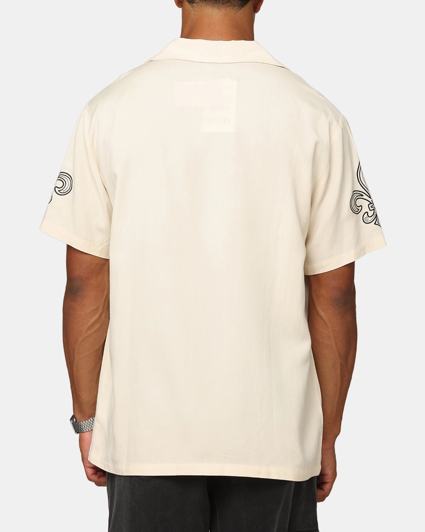 XXIII Fleur Linen Button Up Shirt Off White Two Tone Weave