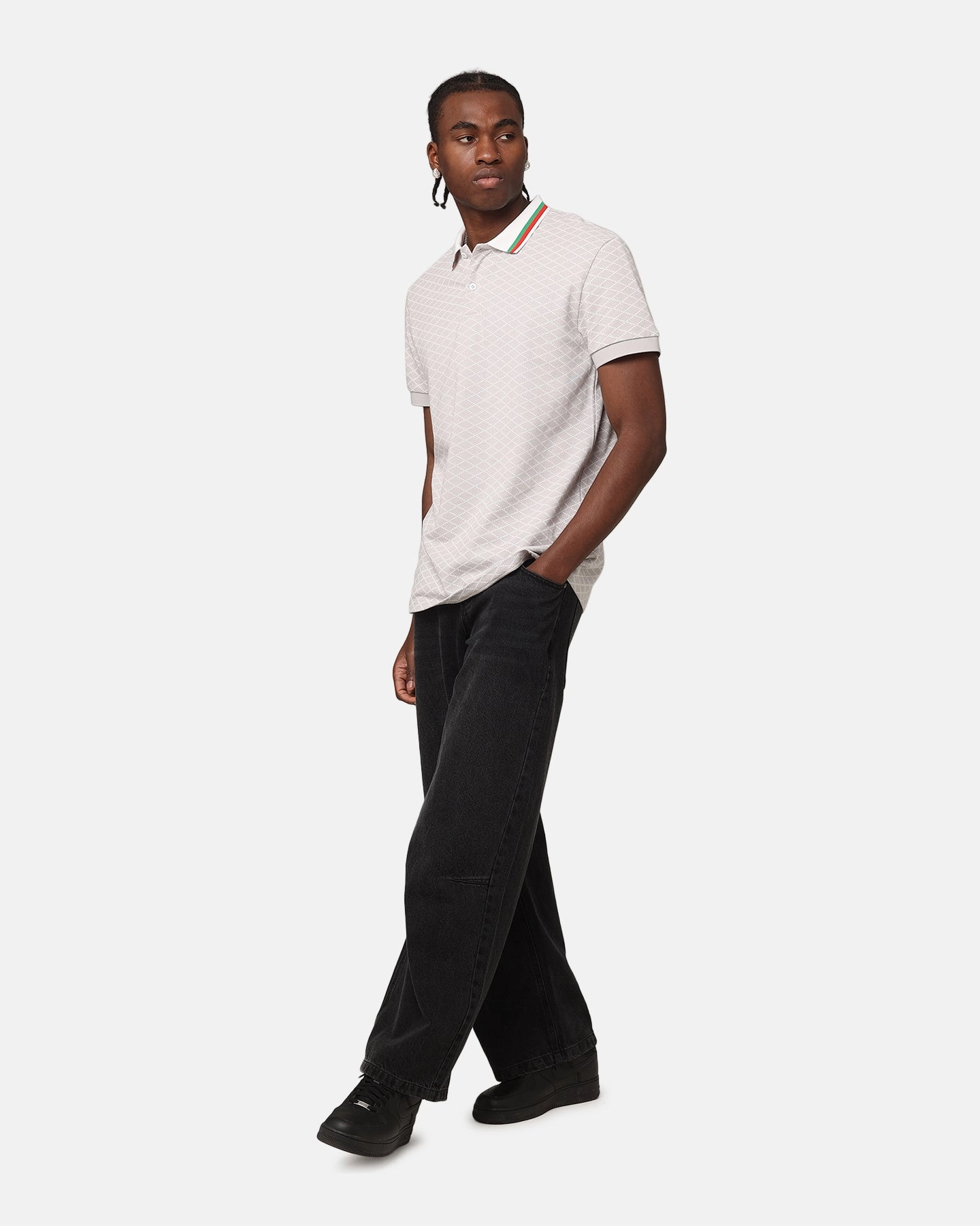 V-neck Blouse MultiFunctionalDesign XXIII Printed Polo Shirt Light Grey