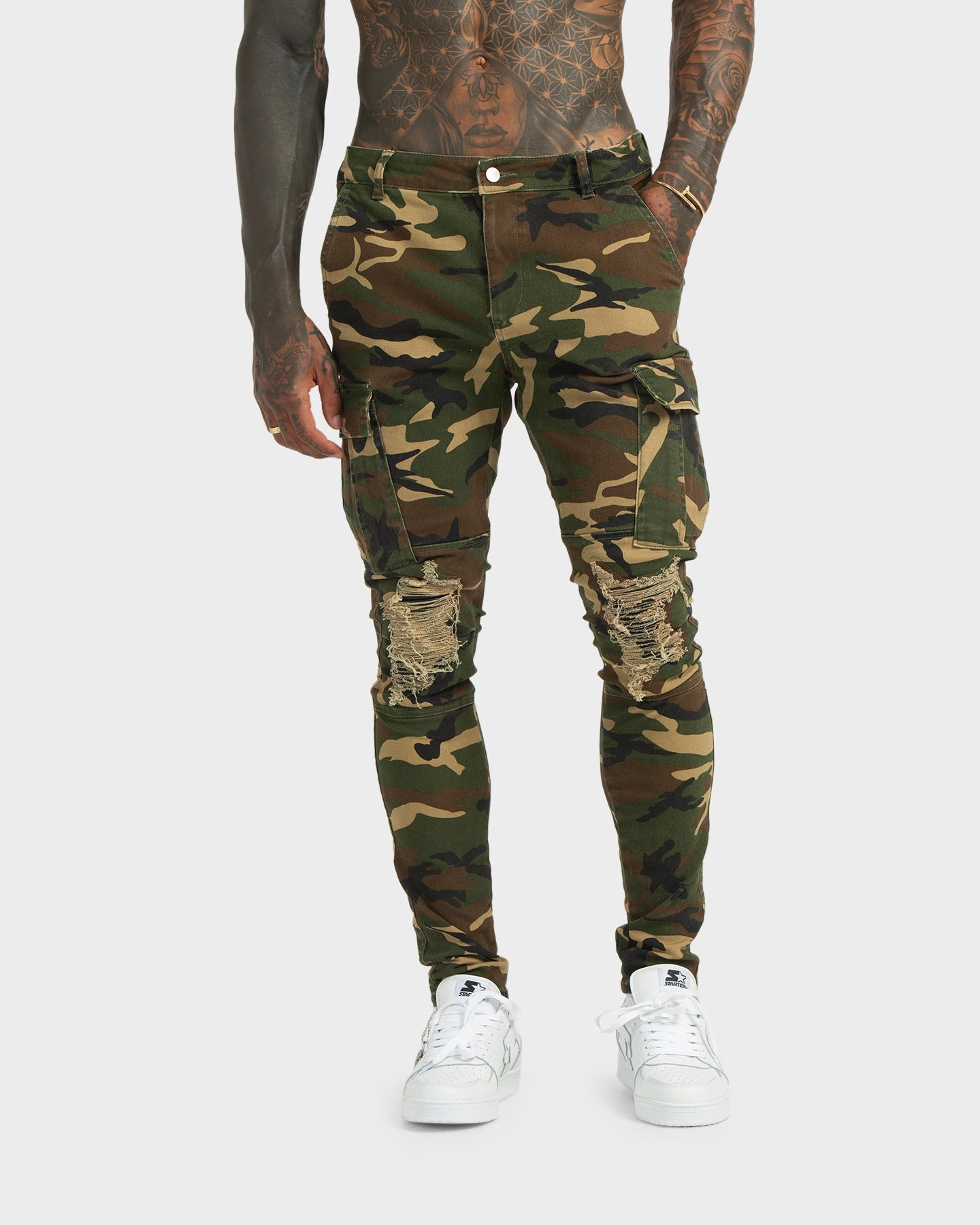 Versatile Wearable XXIII Sergeant Camo Ripped Jeans Camo