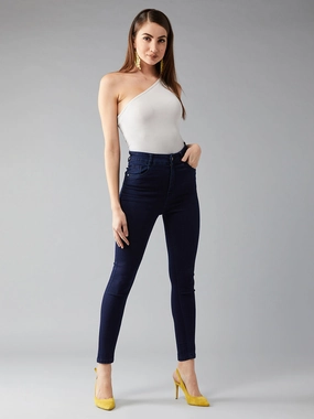 CHASEstretch? Navy-Blue Skinny-Fit High-Rise Denim Jeans Layer game