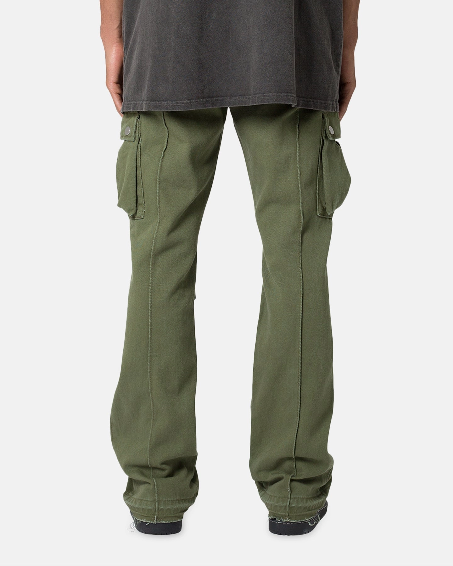 MNML Front Zip Flare Cargo Pants Olive Minimalist Fit