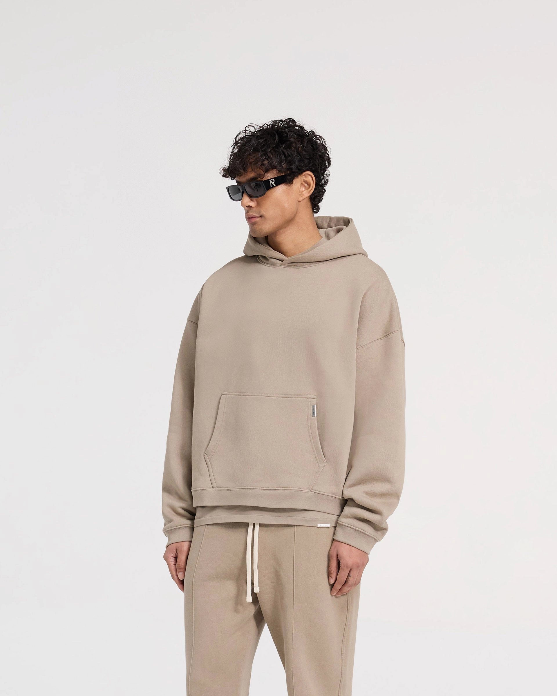 simple design Initial Boxy Hoodie - Dune