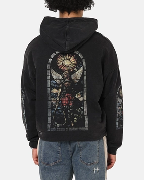 Saint Morta Kingdomcome Boxy Zip Hoodie Black Flexible Knit Fabric