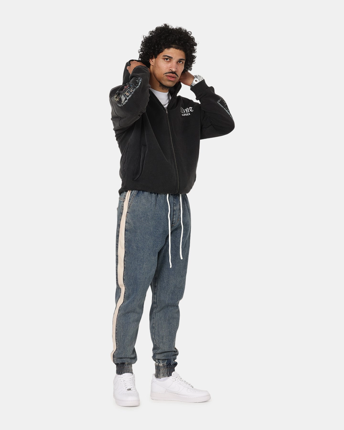 BiodegradableFabric Saint Morta Kingdomcome Boxy Zip Hoodie Black