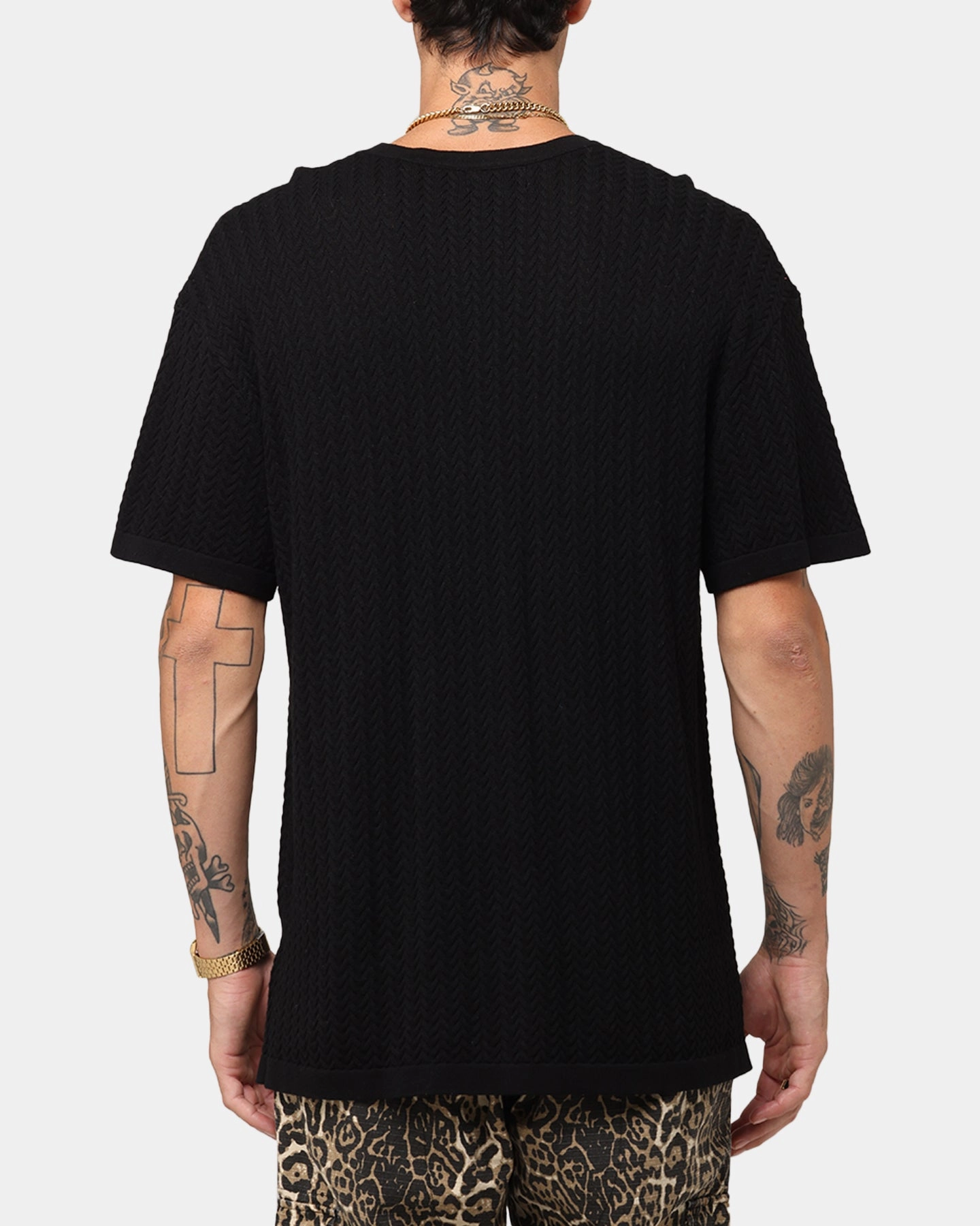 DoubleLayered Collar AntiSnag Fabric XXIII Hampton Knit T-Shirt Black