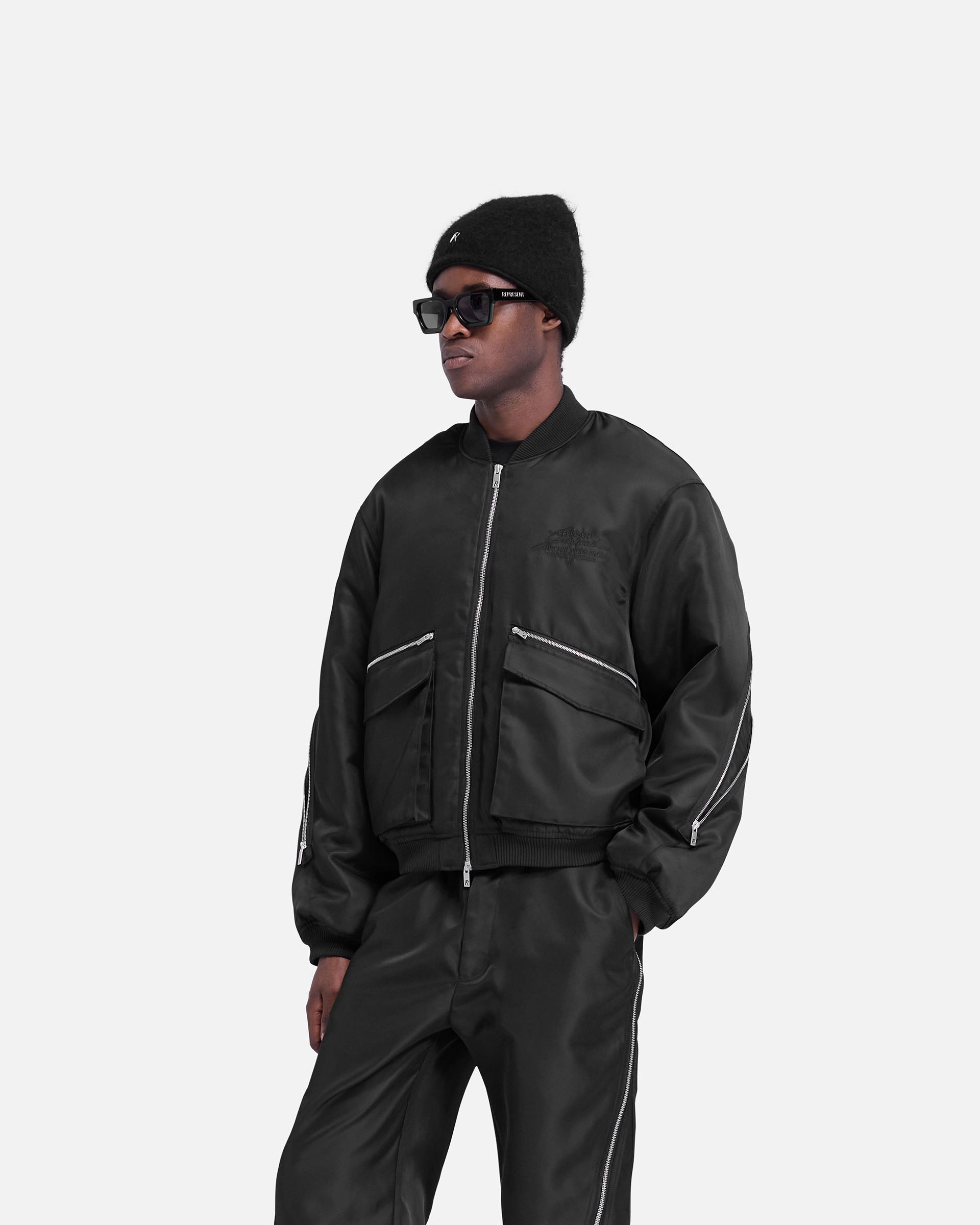 Temperature Balancing Layer Zip Back Bomber Jacket - Jet Black