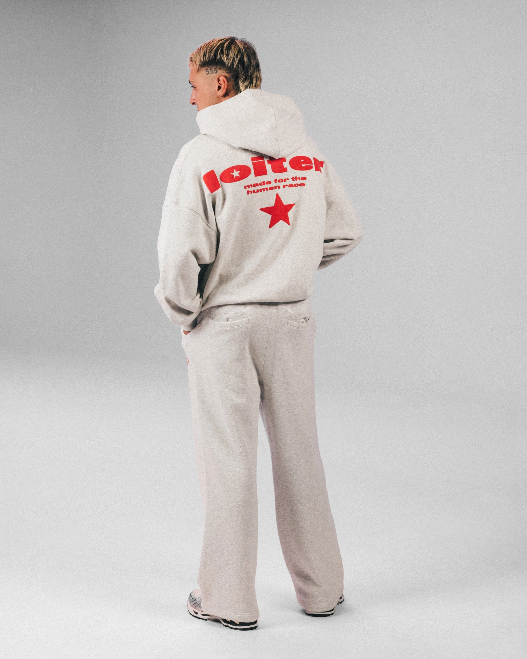 Casual Tank Quick Release Fastener Loiter Celestial Full Zip Hoodie Light Grey Marl